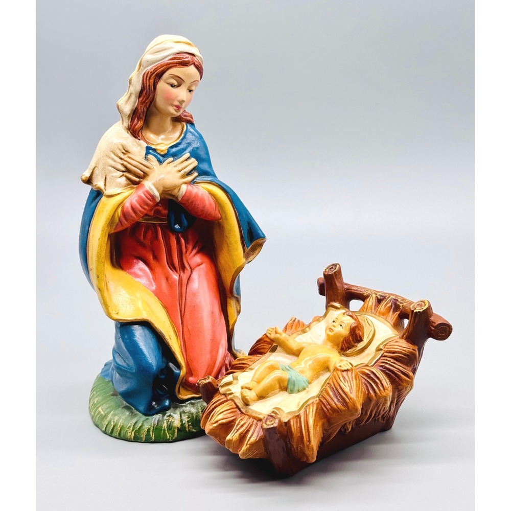 Wales Nativity Mary and Baby Jesus Figurines Vintage Japan Paper Mache Composite